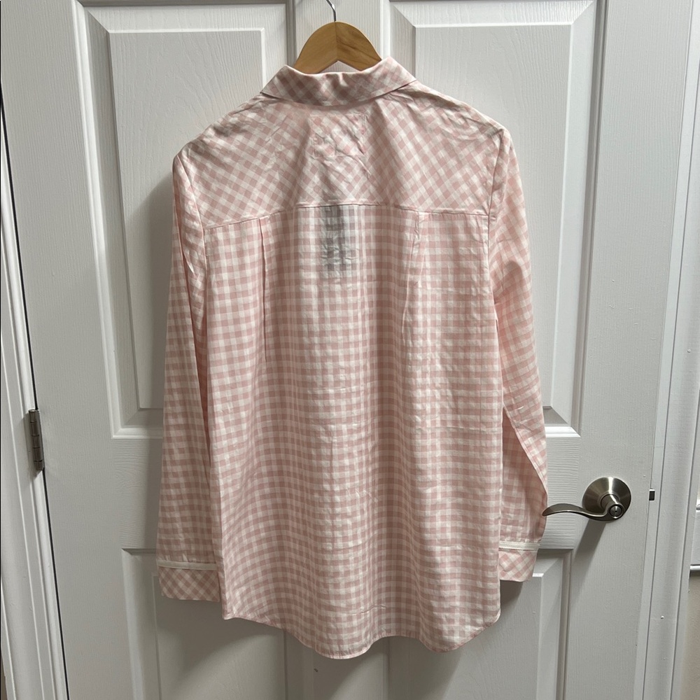 Lafayette 148 New York Women’s Boyfriend Pajama Pink Plaid Button Down Shirt - Picture 2 of 6